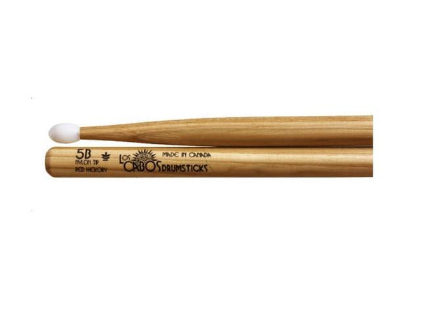 Baguettes de batterie Los Cabos 5B Red Hickory avec pointe en nylon
